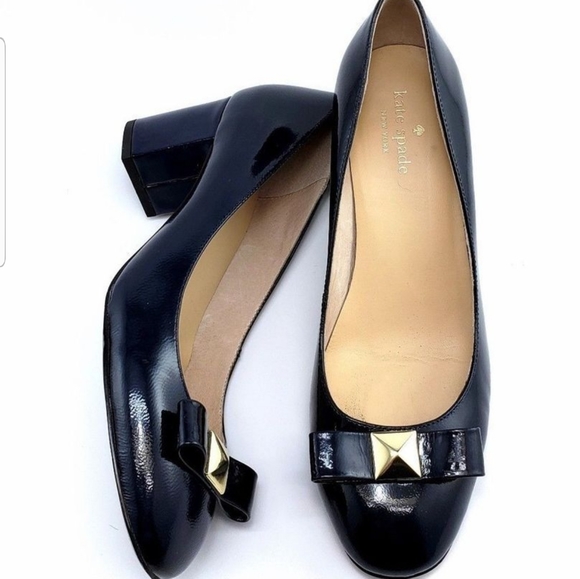 kate spade Patent Block Heel w/signature bow